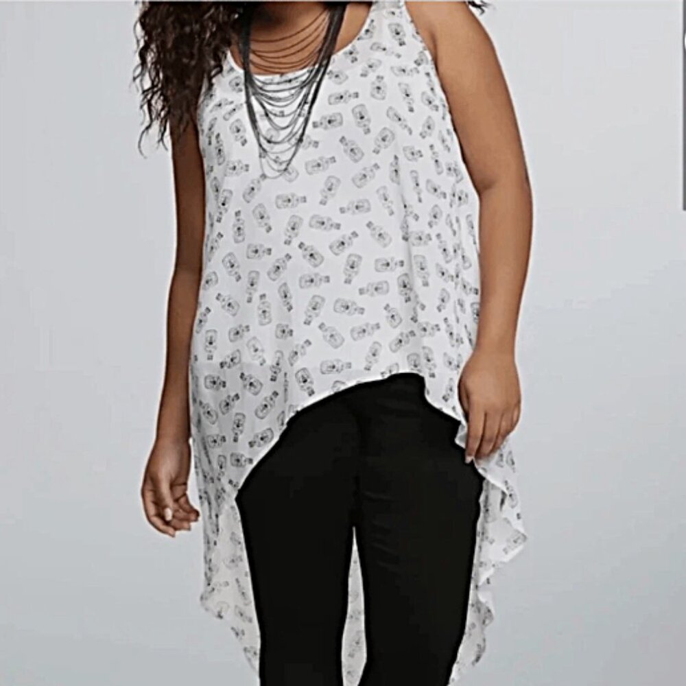 PRE LOVED TORRID HI LOW POISON TOP PLUS SIZE 1 (14-16)